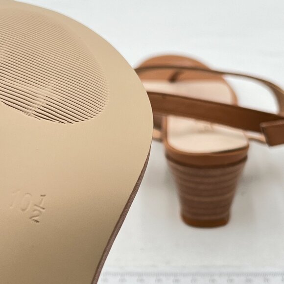 Milooey Brown T-strap Thong Low Heel Sandals Causal Ankle Strap Flip Flops Shoes - Picture 6 of 8